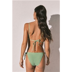 Braga bikini brasileña textura crinkle verde
