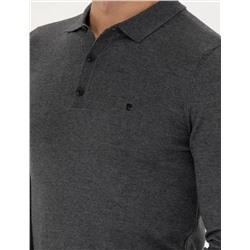 Antrasit Melanj Slim Fit Basic Kazak