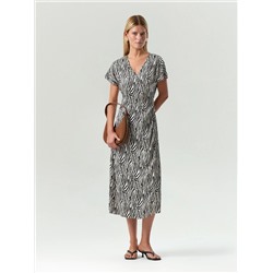 Платье миди из 100% вискозы с принтом зебра, PL1717/marty