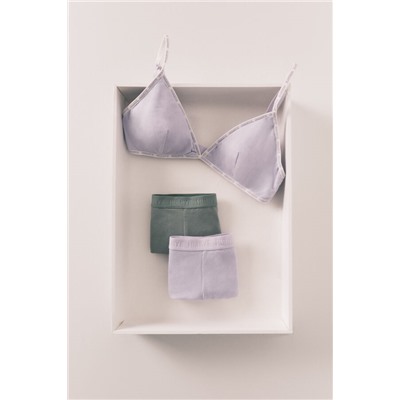 Pack 2 bragas bóxer algodón lila, verde