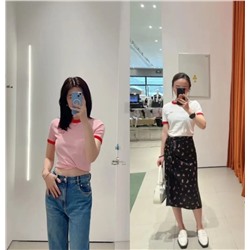 Футболка из изысканного мерсеризованного хлопока с вышитыми буквами, МО*КО