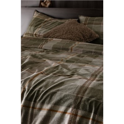 Roger King Size %100 Pamuk Flanel Nevresim Takımı - Haki