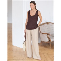 Свободный топ с U-вырезом изо льна с вискозой по косой