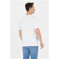 Erkek Beyaz Bisiklet Yaka Tişört