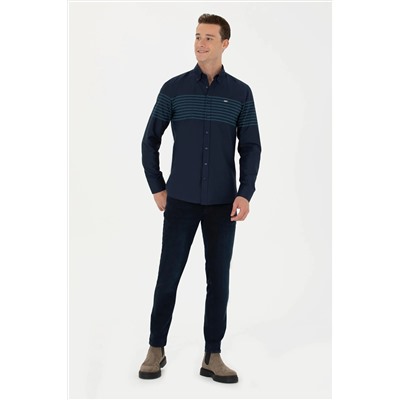 Erkek Lacivert Uzun Kollu Gömlek