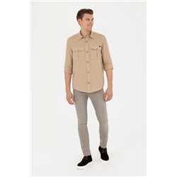Erkek Kum Uzun Kollu Gömlek