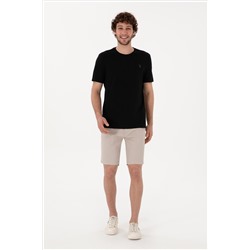 Erkek Regular Fit Bisiklet Yaka Siyah Basic Tişört