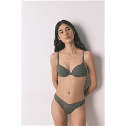 Tanga encaje cintura "V" kaki