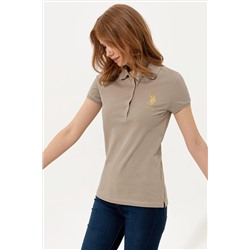 Kadın Haki Basic Polo Yaka Tişört