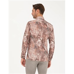 Açık Kahverengi Slim Fit Uzun Kollu Gömlek