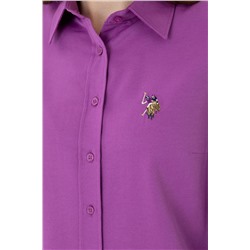 Kadın Violet Uzun Kollu Basic Gömlek