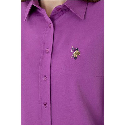 Kadın Violet Uzun Kollu Basic Gömlek