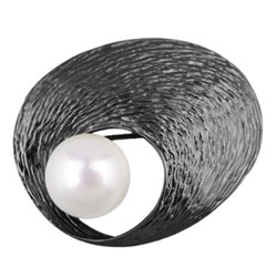 Брошь (жемчуг белый; покрытие: черный родий)