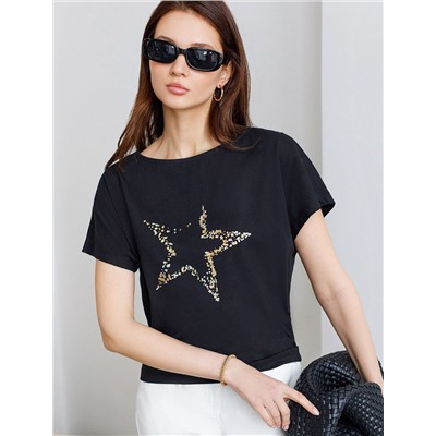 Нарядная футболка с блестящим принтом