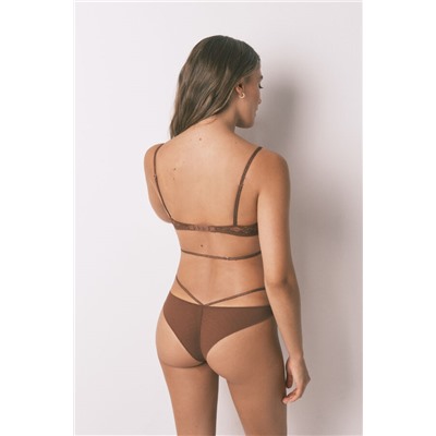 Braga brasileña encaje lurex marrón