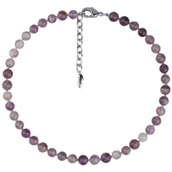 Колье Селена (аметист 8мм темно-фиолетовый; покрытие родий) 40-45см, Есть комплект