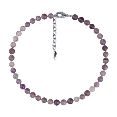 Колье Селена (аметист 8мм темно-фиолетовый; покрытие родий) 40-45см, Есть комплект