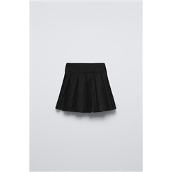 FAUX SUEDE BOX PLEAT SKIRT