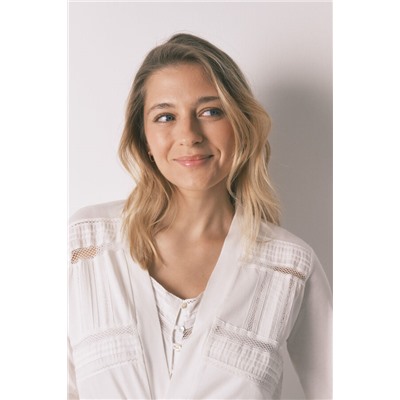 Bata midi "maternity" algodón blanco