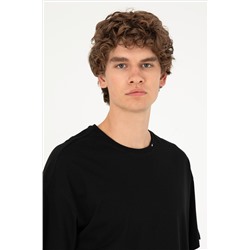 Erkek Oversize Fit Bisiklet Yaka Siyah Tişört
