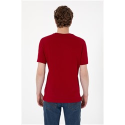 Erkek Regular Fit Bisiklet Yaka Bordo Basic Tişört