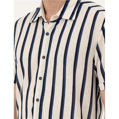 Bej Slim Fit Örme Gömlek