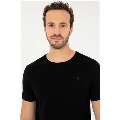 Erkek Regular Fit Bisiklet Yaka Siyah Basic Tişört