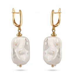 Серьги Гевея (жемчуг белый; покрытие золото), Есть комплект