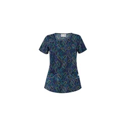 UA Twister Navy Asymmetrical Print Scrub Top