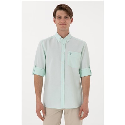 Erkek Mint Regular Fit Cepli Gömlek