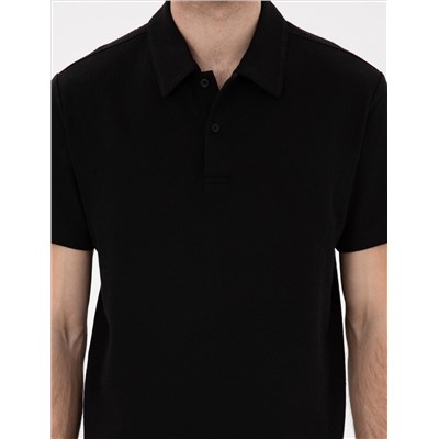 Siyah Slim Fit Polo Yaka Tişört