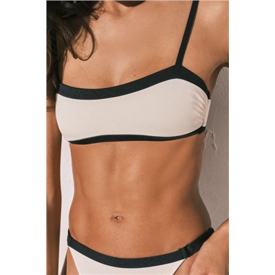 Top bikini horizontal color block B&W
