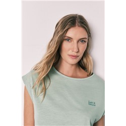 Pijama corto algodón estampado verde