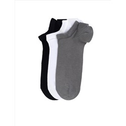 Erkek Bambu Karışımlı 3'lü Paket Gri Patik Basic Çorap