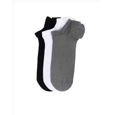 Erkek Bambu Karışımlı 3'lü Paket Gri Patik Basic Çorap