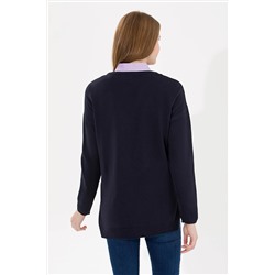 Kadın Lacivert V - Yaka Kazak