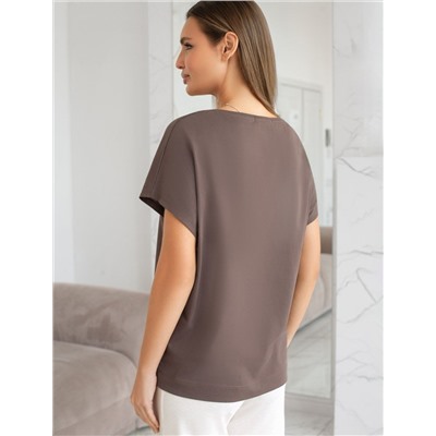 Свободная футболка с V-вырезом и цельнокроеным рукавом из 100% хлопка