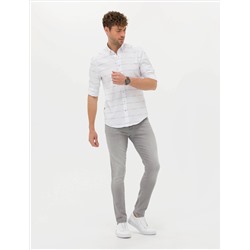 Bej Slim Fit Uzun Kollu Gömlek