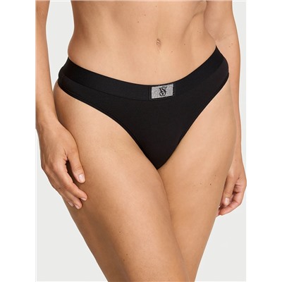 Cotton Logo Cotton Shine Patch Thong Panty