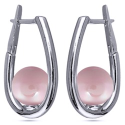 Серьги (Майорка 12мм холодно-розовая; покрытие родий), Есть комплект