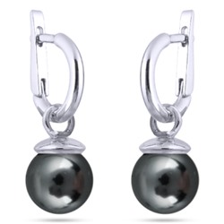 Серьги (Майорка 12мм темно-серая; покрытие родий), Есть комплект