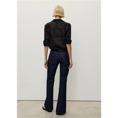 Jeans flare aberturas rinse wash