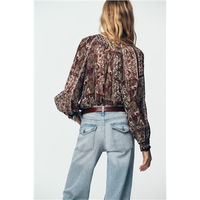 BLUSA ABALORIOS ESTAMPADA HILO METALIZADO