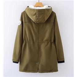 Женское зимнее теплое толстое хлопковое пальто средней длины с капюшоном