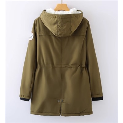 Женское зимнее теплое толстое хлопковое пальто средней длины с капюшоном