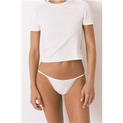 Tanga microfibrafibra encaje amarillo