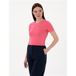 Pembe Regular Fit Crop Tişört