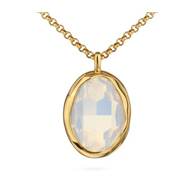 Кулон Грация (кристаллы SW 30х22 белый опал; покрытие золото) 90-95см, Есть комплект