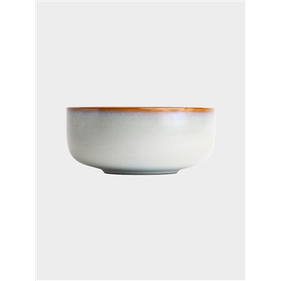 Салатник, 14х6 см, 600 мл, керамика, серо-бежевый, с коричневым кантом, Mandala