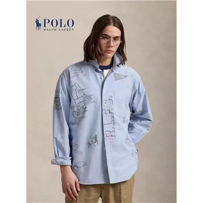 Мужская свободная повседневная рубашка с длинным рукавом РАЛЬ*Ф Л